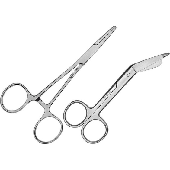 Set - 1x ciseaux universels multi-usages 11,5 cm - acier inoxydable + 1x pince avec lame droite