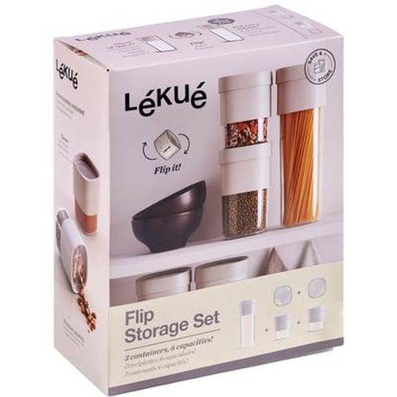 Set 3 boîtes de conservation Flip Storage tailles L, M avec 2 accessoires coloris vert gris