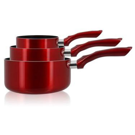 Set 3 casseroles cerise aluminium compatible induction 14/16 et 18cm