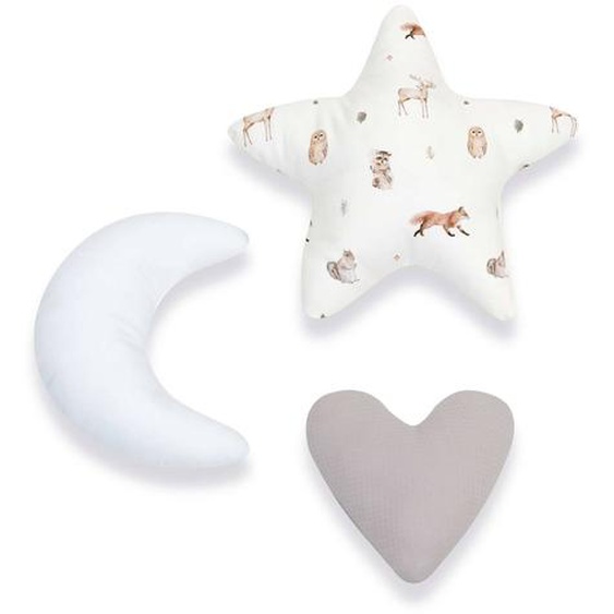 Set 3 Coussins Décoratifs (lune, Étoile, Cœur) Imprimé Forêt