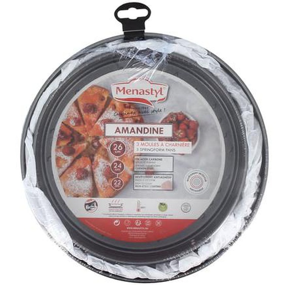 Lot de 3 moules à charnière - acier carbone - Tailles variées