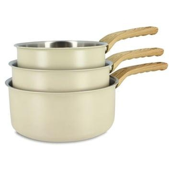 Lot 3 casseroles easynox 16/18/20cm en acier inox et aluminium ecume