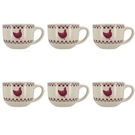 Lot 6 jumbo gallina 45cl en gres gris et rouge