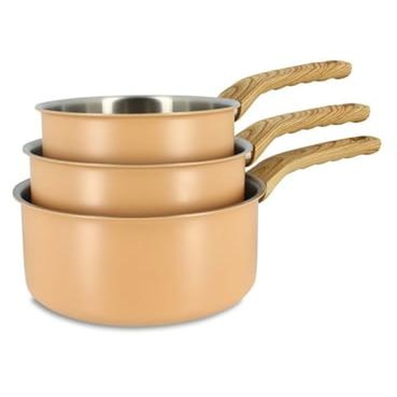 Lot 3 casseroles easynox 16/18/20cm en acier inox et aluminium corail