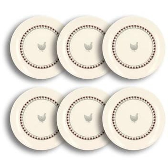 Lot 6 assiettes a dessert gallina 19cm en gres