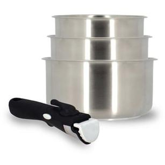 Set 4 casseroles iris en acier inoxydable+poignee induction 16/18 et 20cm