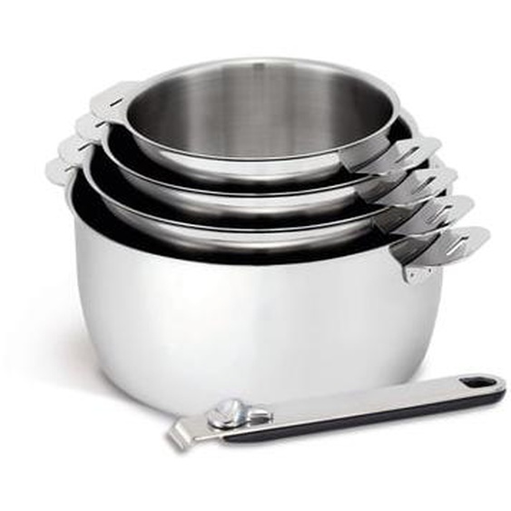 Set 4 casseroles Move acier inox + 1 poignée Ø14-Ø16-Ø18-Ø20 cm