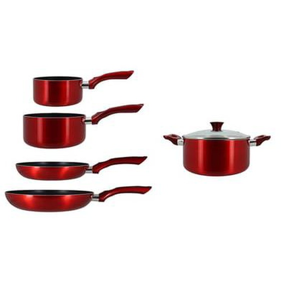 Set 6 pieces cerise casserole poele faitout induction en aluminium