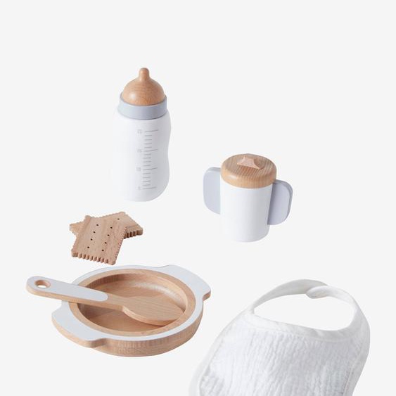 Set accessoires repas poupon en bois FSC® blanc