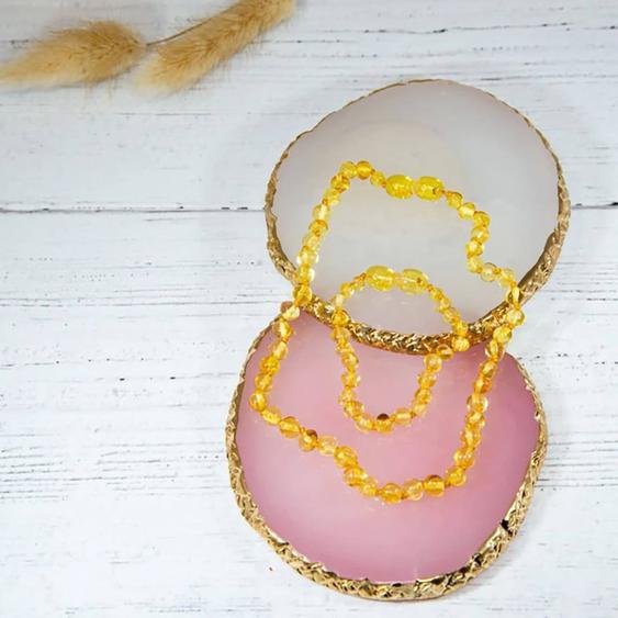 Set Collier Et Bracelet Dambre Bébé Honey Beige