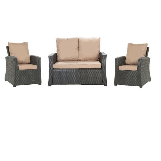Set coussins pour salon de jardin résine tressée 4 personnes coussins pour canapé 100x50x7cm, coussins fauteuil jardin Beige