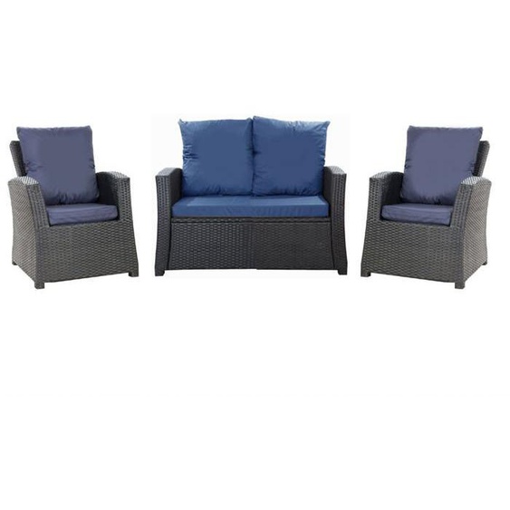 Set coussins pour salon de jardin résine tressée 4 personnes coussins pour canapé 100x50x7cm, coussins fauteuil jardin Marine