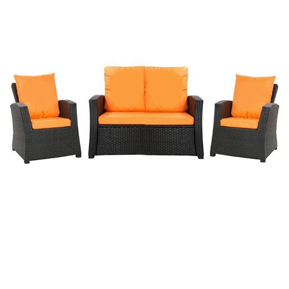Set coussins pour salon de jardin résine tressée 4 personnes coussins pour canapé 100x60x7cm, coussins fauteuil jardin Orange