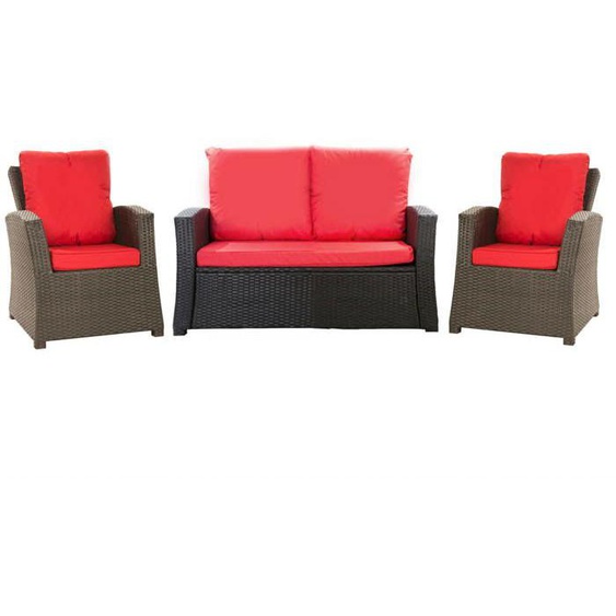 Set coussins pour salon de jardin résine tressée 4 personnes coussins pour canapé 100x60x7cm, coussins pour fauteuil jardin Rouge