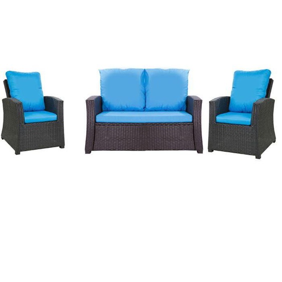Set coussins pour salon de jardin résine tressée 4 personnes coussins pour canapé 120x60x7cm coussins pour chaise de jardin Bleu