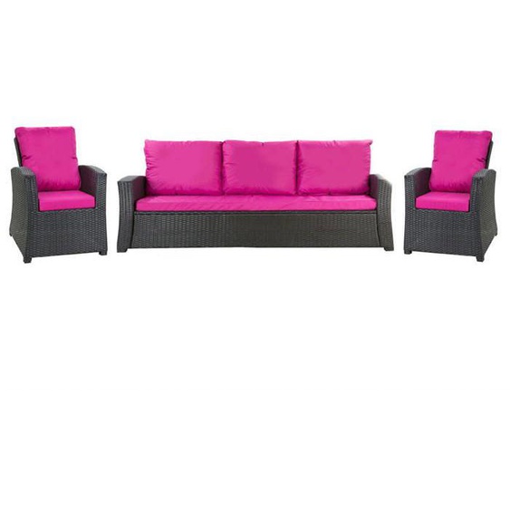 Set coussins pour salon de jardin résine tressée coussins pour canapé jardin 168x60x7cm coussins pour fauteuil de jardin Rose