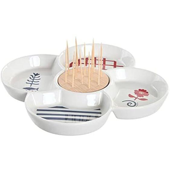 Set dapéritif - DKD Home Decor - Bleu, Blanc, Rouge - Grès - 22x22x7 cm - Design Contemporain