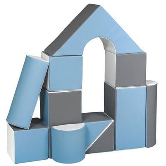 Set de 11 blocs en mousse pour le jeu blanc, bleu clair, gris