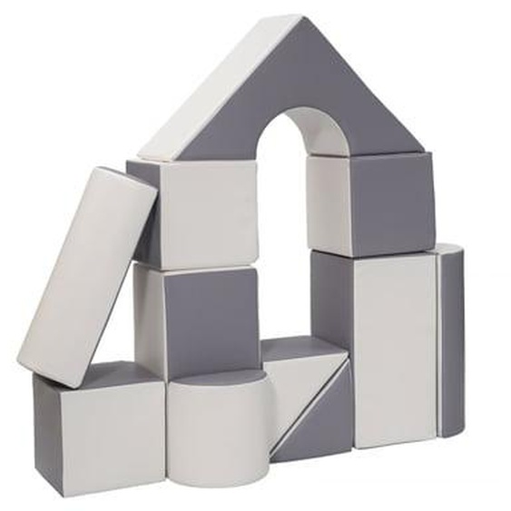 Set de 11 blocs en mousse pour le jeu blanc, gris