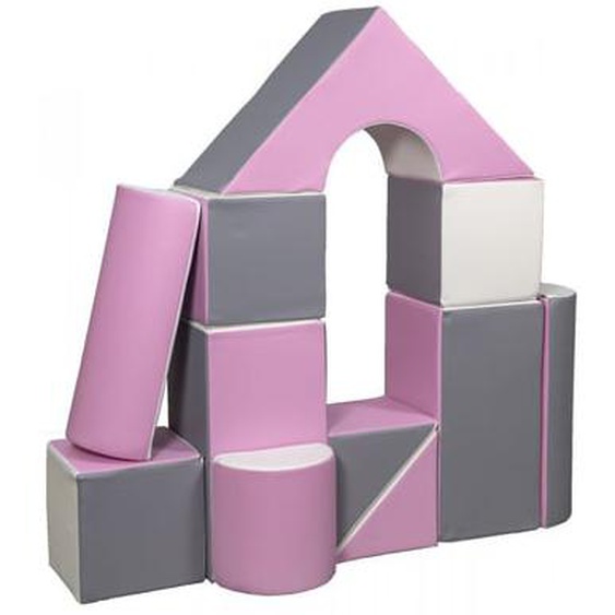 Set de 11 blocs en mousse pour le jeu blanc, rose, gris