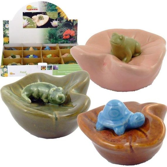 set de 12 décorations de bassin flottantes denviron 10x6x10cm chacune, 12 motifs sur 12