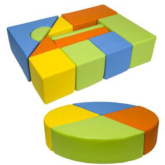 Set de 15 blocs en mousse pour le jeu jaune, vert, orange