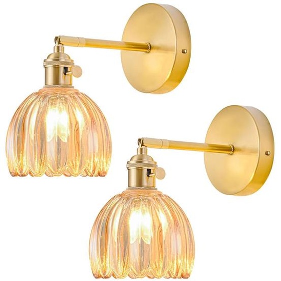 Set de 2 appliques murales vintage avec abat-jour en forme de tulipe