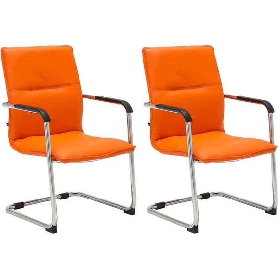 set de 2 chaises visiteurs - chaises de réunion - Confort ergonomique et design élégant | Couleur : Orange