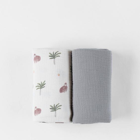 Set De 2 Langes Gorille En Mousseline Ecru