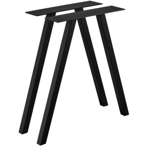 Set de 2 pieds de table meuble metal 72 cm noir