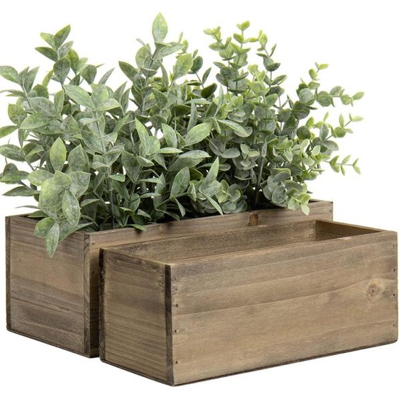Set de 2 pots de fleurs Pots de fleurs en bois véritable Caisses en bois naturel Rectangulaire Shabby Vintage Aspect antique Planteur décoratif pour planter ouReproductioner de Oairse