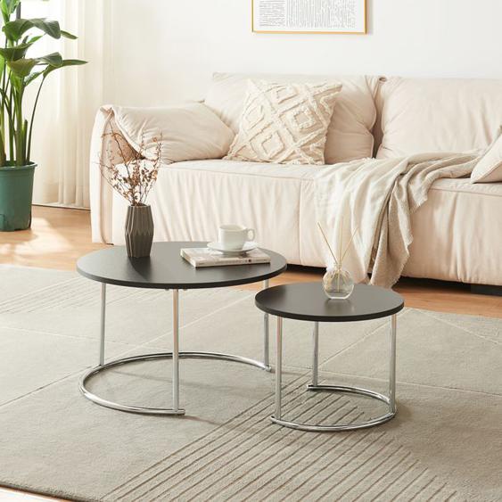 Set de 2 tables basses Christchurch rondes gigognes noir chrome
