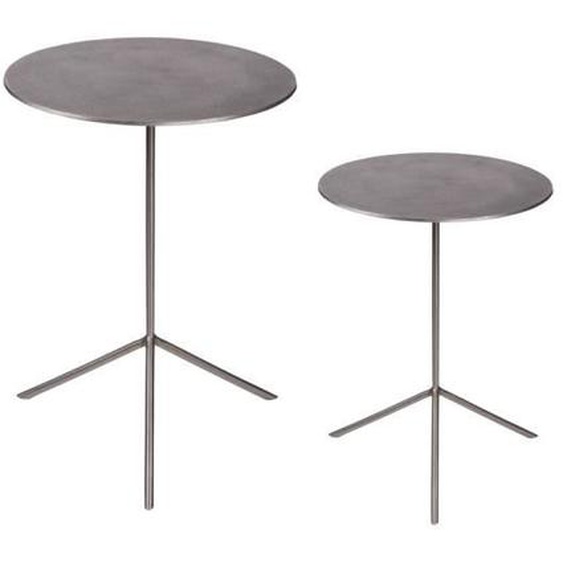 Set de 2 tables dappoint argent - Table Passion - Diamètres 39 et 36 cm - Style Campagne