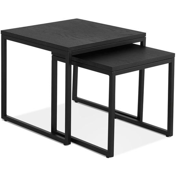 Set de 2 tables gigognes emboîtables style industriel MOMA en bois et métal noir