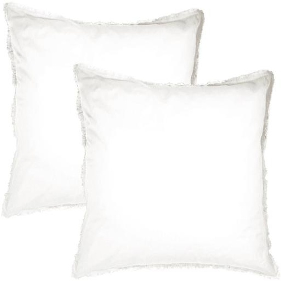Set De 2 Taies D’oreiller Unies À Franges, Coton Lavé Blanc