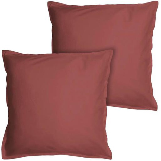Set De 2 Taies D’oreiller Unies À Volant, Coton Lavé Lie De Vin
