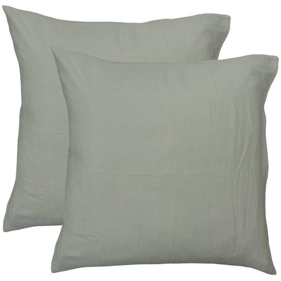 Set De 2 Taies Doreiller Unies En Coton, Gaze De Coton Lichen