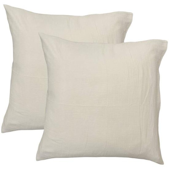 Set De 2 Taies Doreiller Unies En Coton, Gaze De Coton Naturel