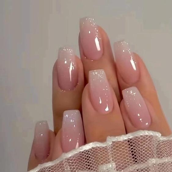 set de 24 ongles roses Ballerina - Ongles artificiels en acrylique - DIY Manucure - 12 tailles - colle et lime incluses