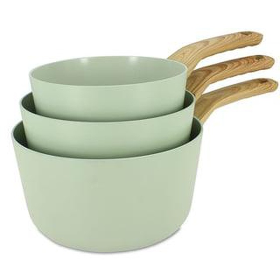 Set de 3 casseroles colorama celadon - casserole 16/18 et 20 cm - en aluminium - revetement antiadhesif en ceramique