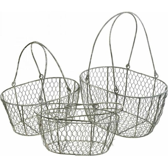 set de 3 corbeilles en métal, panier de Pâques vintage, panier décoratif aspect antique, empilable L32/28,5/25cm