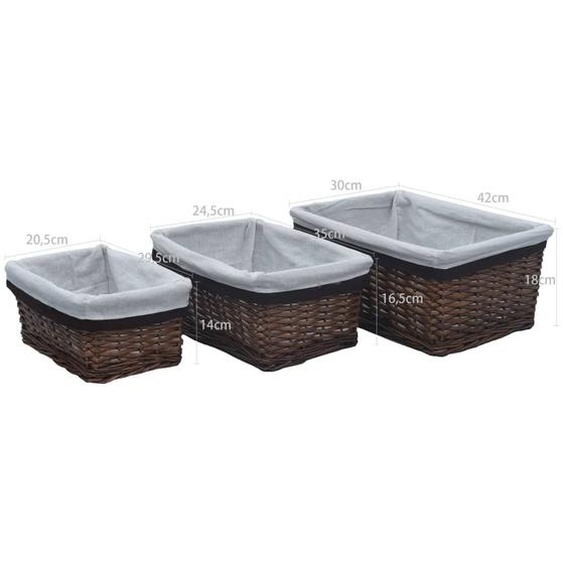 Set de 3 corbeilles simples emboîtables en osier brun - Coffres de jardin FR4697417 1parcel