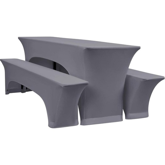 set de 3 housses élastiques pour tables de bière Gris clair Garniture de tente à bière 220x70x70 cm