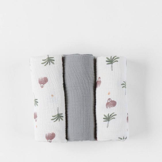 Set De 3 Langes Gorille En Mousseline Ecru