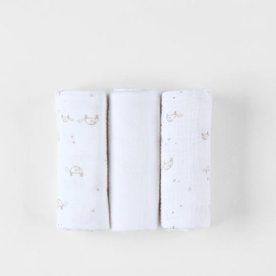 Set De 3 Langes Tortue En Mousseline Blanc