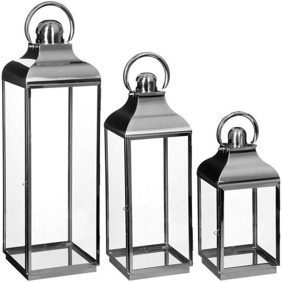 Set de 3 lanternes extérieur/intérieur, acier inoxydable