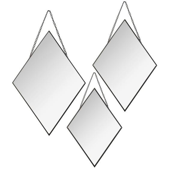 Set de 3 miroirs Losange, métal, noir
