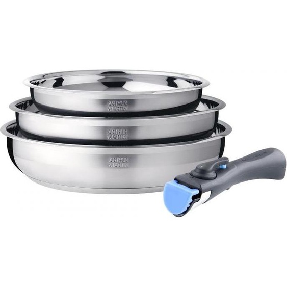 Set de 3 poêles 20-24-26 cm avec poignée amovible Arthur Martin AM2208