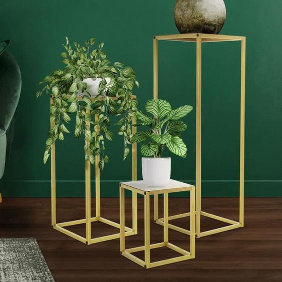 Set de 3 présentoirs à fleurs en métal doré - ML-Design - Design élégant et résistant aux intempéries