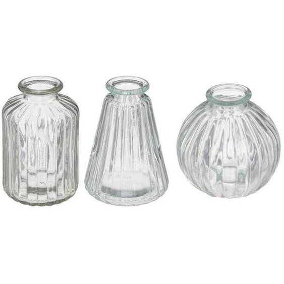 Set de 3 soliflores - ATMOSPHERA - Lour - Verre transparent - H11 cm - Design contemporain